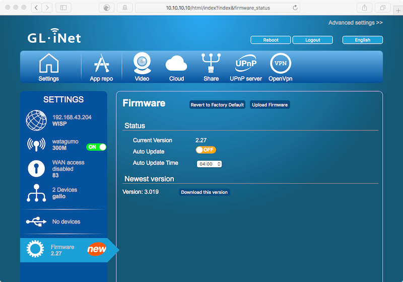 GL.iNet Router Firmware update