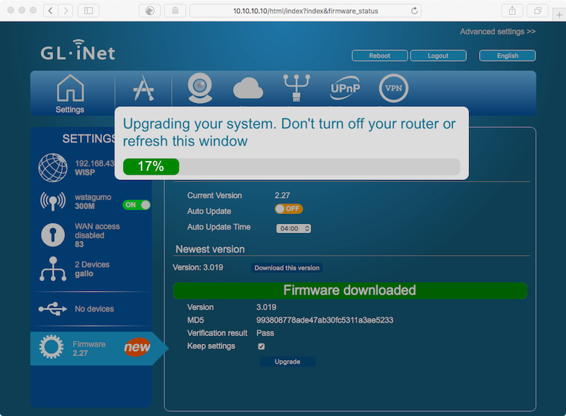 GL.iNet Router Firmware update