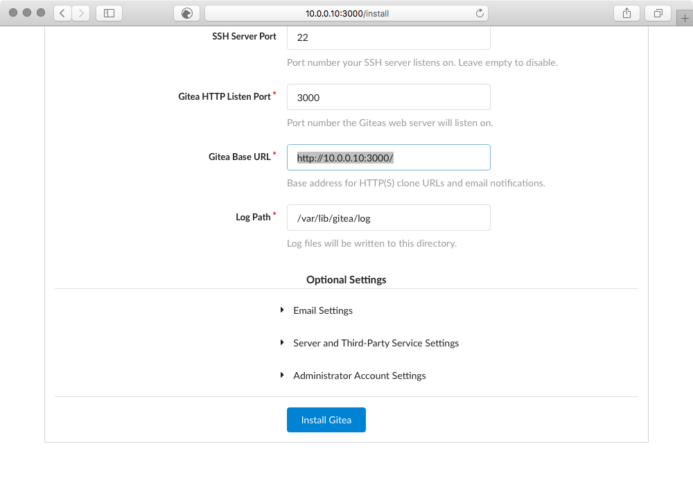 Gitea install on Pi