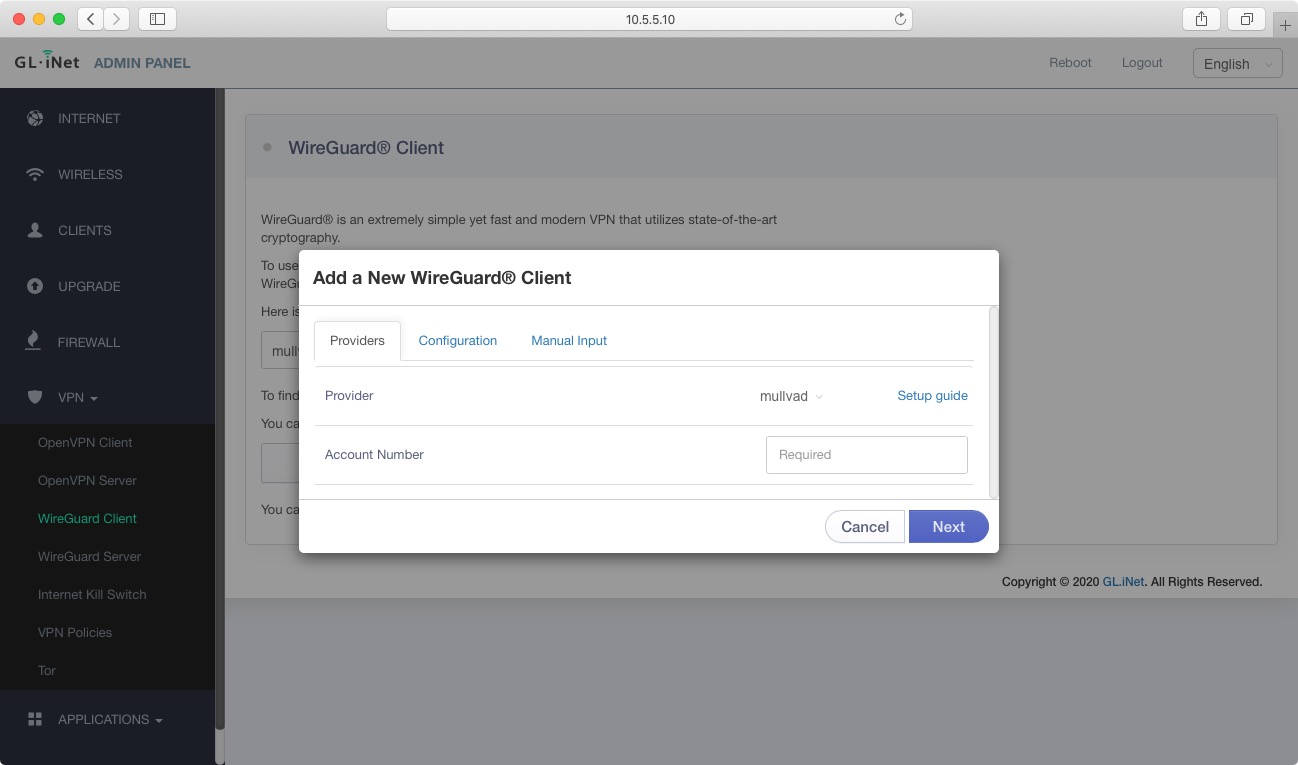 Wireguard on GLiNet